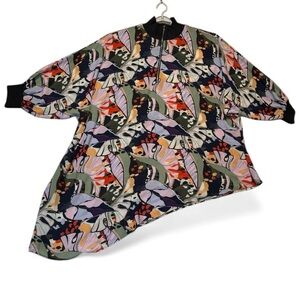 Ashley Stewart Asymmetrical 1/2 Zip Tunic Top Size 18/20 Multicolored